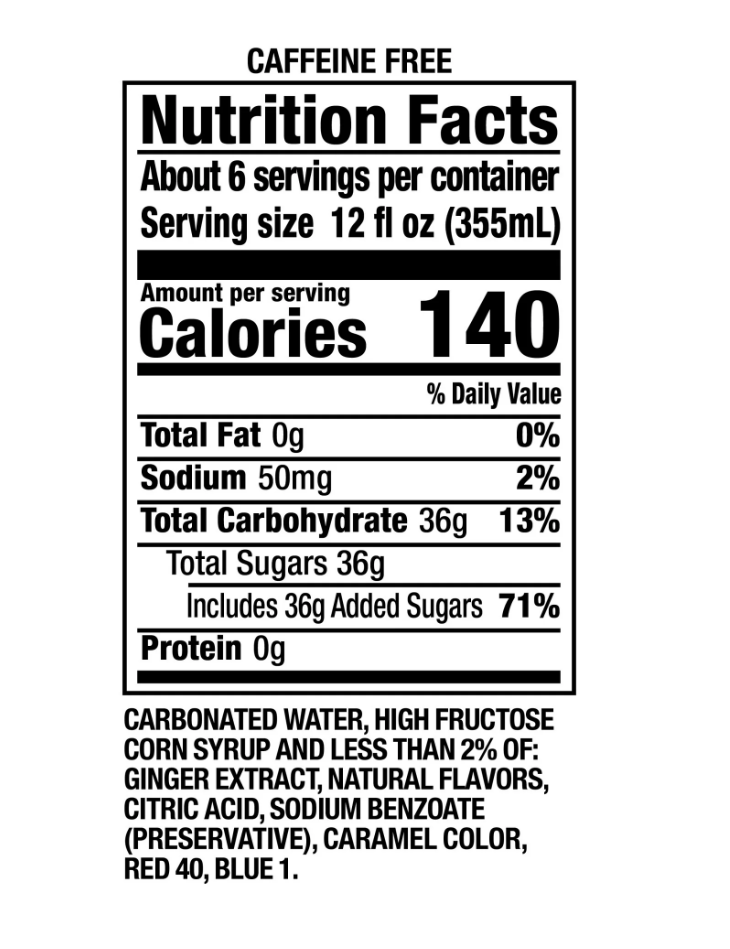 Caffeine Free Blackberry Ginger Ale Soda Pop, 2 L, Bottle